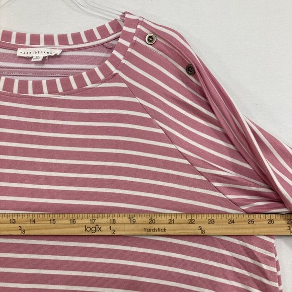 Jane and Delancey Top sz 2X Striped Button Accents Stretch Comfy Relaxed Casual - Picture 7 of 10
